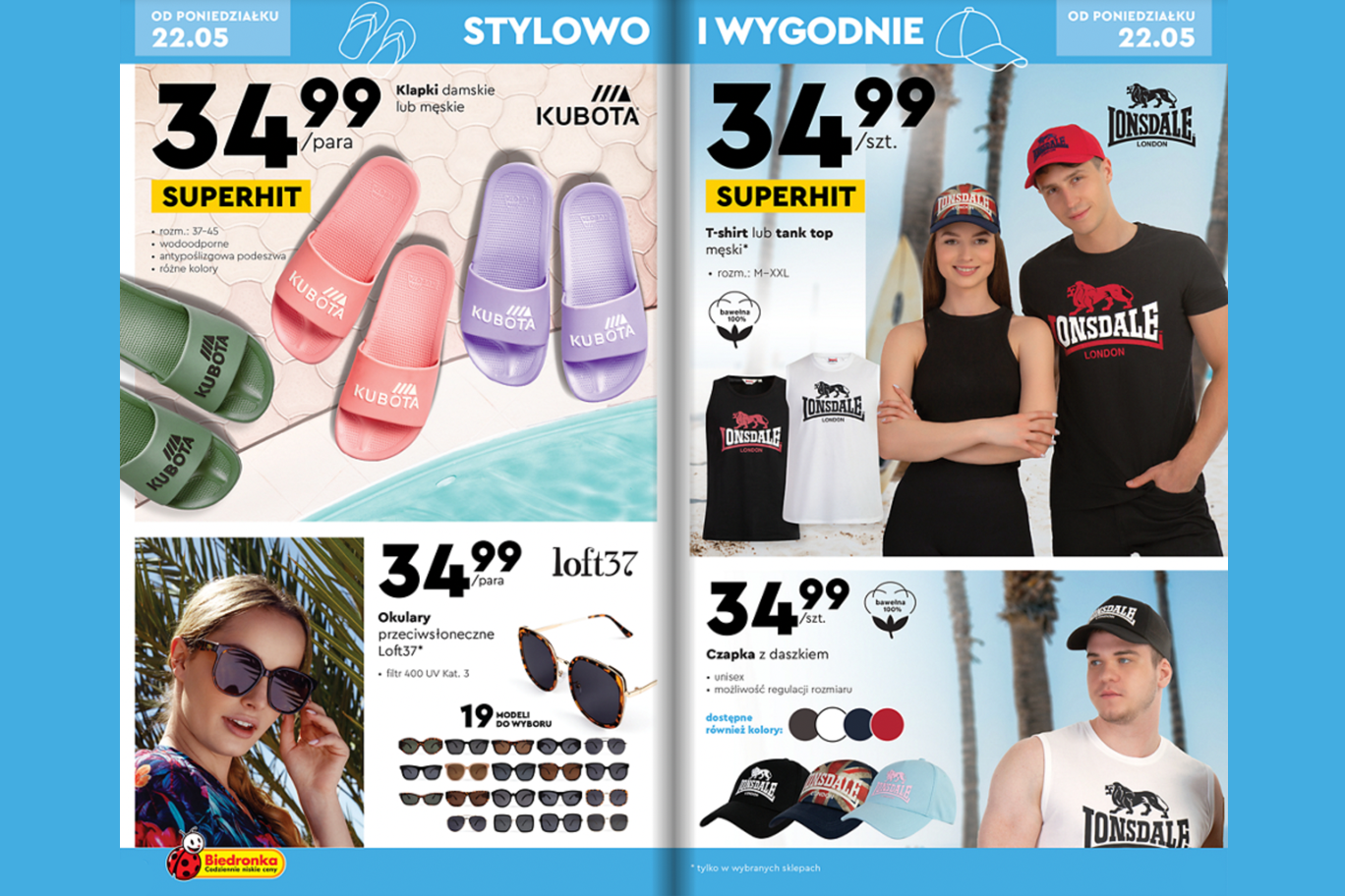 Przygotuj się na lato. Klapki Kubota i okulary Loft37 w Biedronce