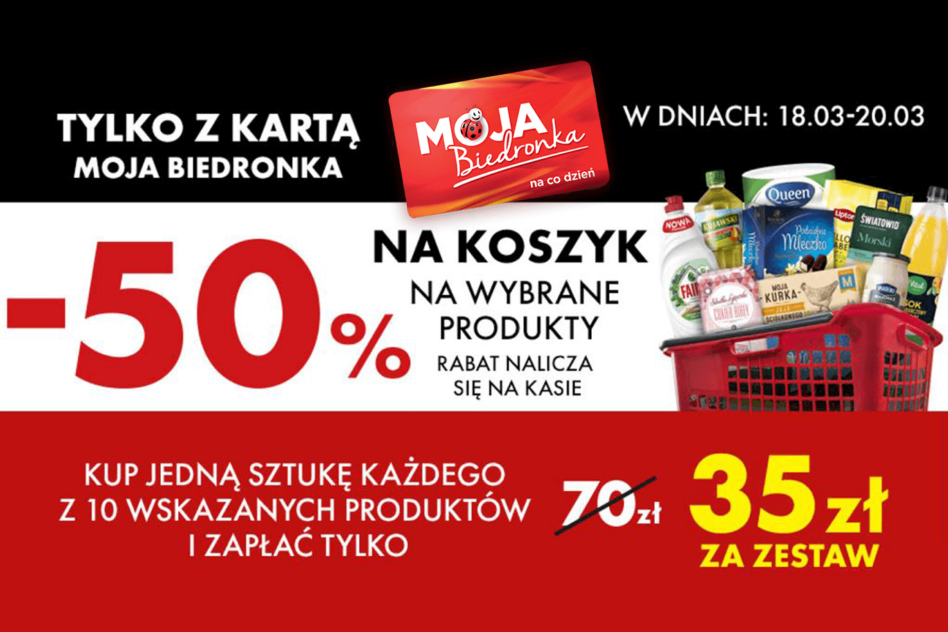 Koszyk zakupów za pół ceny w Biedronce